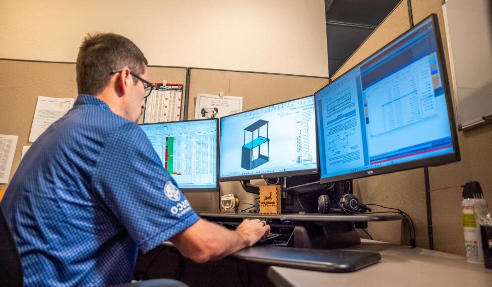 Man working at the computer.